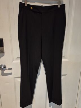 LRL Black Dress Pants - Classic Cuffed Leg Tailored Fit. Wool Blend. Size 10P